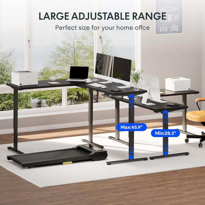 L Shaped Electric Height Adjustable Desk with Drawer - ShipItFurniture