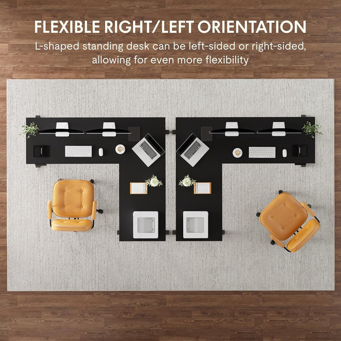 L Shaped Electric Height Adjustable Desk with Drawer - ShipItFurniture