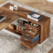 L - Shaped Executive Desk with Storage Drawers and Shelves - ShipItFurniture