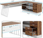 L - Shaped Executive Desk with Storage Drawers and Shelves - ShipItFurniture