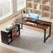 L - Shaped Executive Office Desk With Spacious File Cabinet - ShipItFurniture