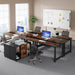 L - Shaped Executive Office Desk With Spacious File Cabinet - ShipItFurniture