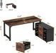 L - Shaped Executive Office Desk With Spacious File Cabinet - ShipItFurniture