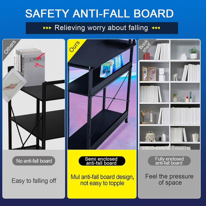 L Shaped Gaming Desk, Carbon Fiber Style Computer Desk Compatible with Monitor Arm Storage Shelves Corner Desk Gaming Table for Home Office Desks Easy to Assemble Adjustable Shelf Height - ShipItFurniture