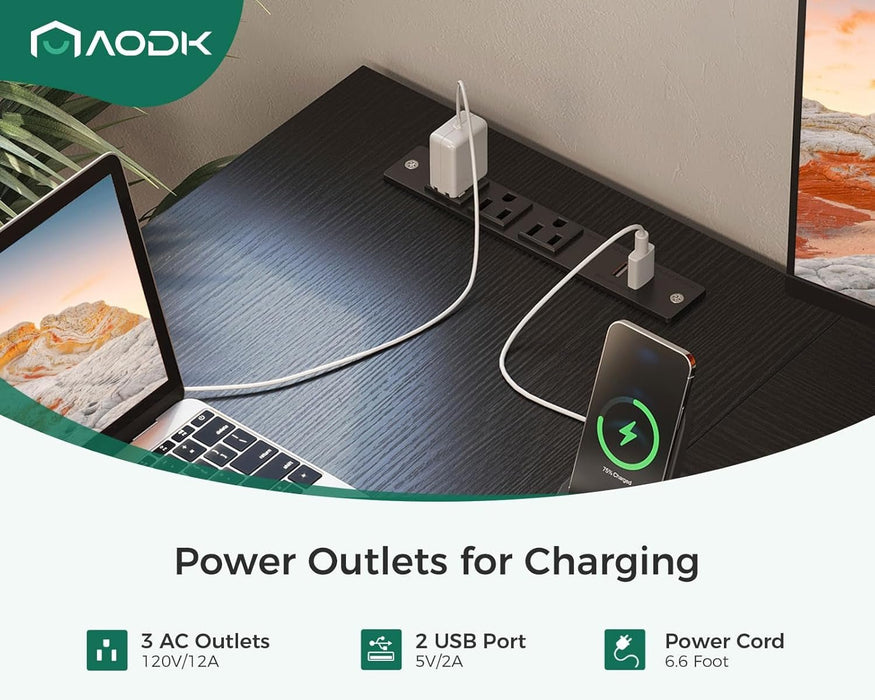 L Shaped Gaming Desk with 4 Drawers, 61" Reversible Home Office Desks with Power Outlets, L Shaped Computer Desk with USB Charging Port and Host Stand, Corner Desk, Easy to Assemble, Black - ShipItFurniture