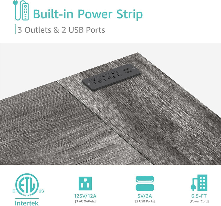 L Shaped Gaming Desk With Power Outlet And Storage - ShipItFurniture