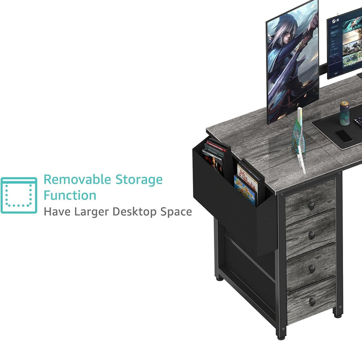 L Shaped Gaming Desk With Power Outlet And Storage - ShipItFurniture