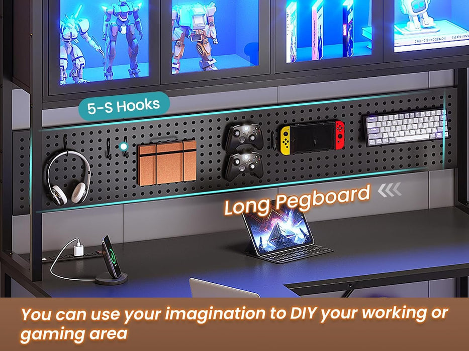 L Shaped Gaming Desk with Storage Drawers and Lights - ShipItFurniture