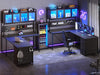 L Shaped Gaming Desk with Storage Drawers and Lights - ShipItFurniture