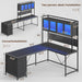 L Shaped Gaming Desk with Storage Drawers and Lights - ShipItFurniture