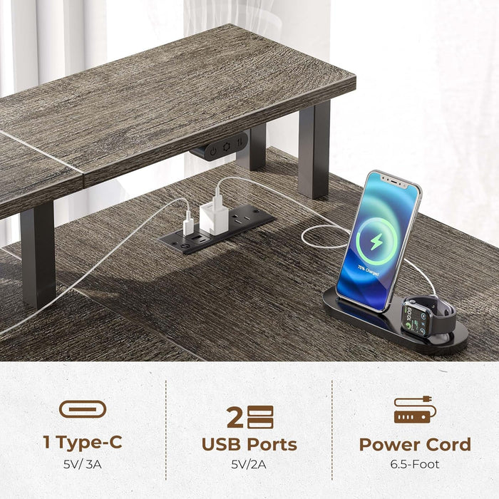 L Shaped Home Office Desk with Storage and LED Lights - ShipItFurniture