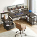 L Shaped Home Office Desk with Storage and LED Lights - ShipItFurniture