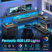 L Shaped Home Office Desk with Storage and LED Lights - ShipItFurniture