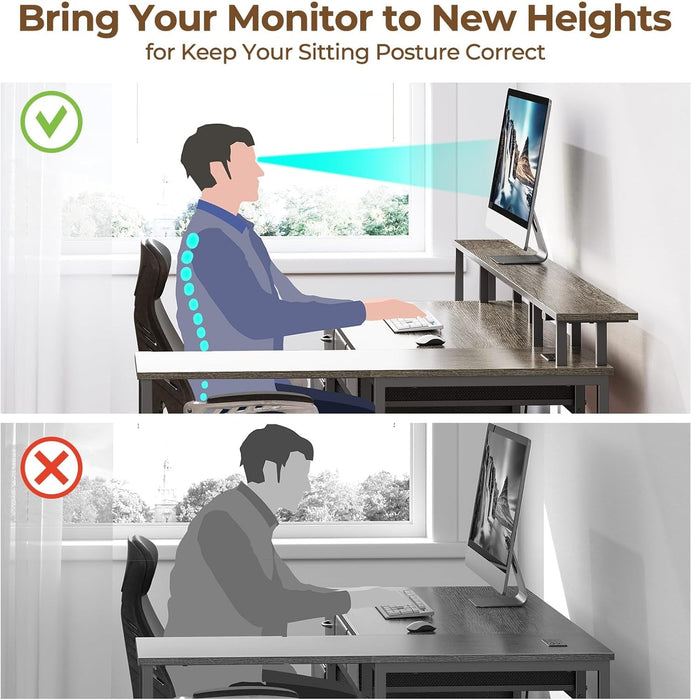 L Shaped Home Office Desk with Storage and LED Lights - ShipItFurniture