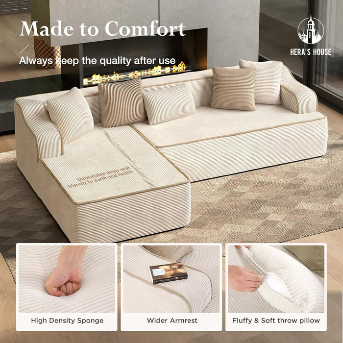 L Shaped Modern Sofa with Chaise and Pillows - ShipItFurniture