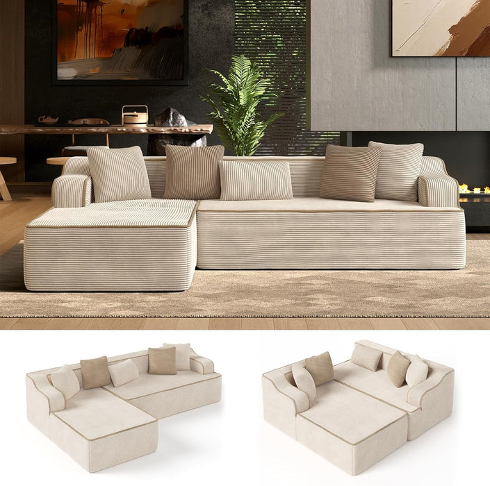 L Shaped Modern Sofa with Chaise and Pillows - ShipItFurniture