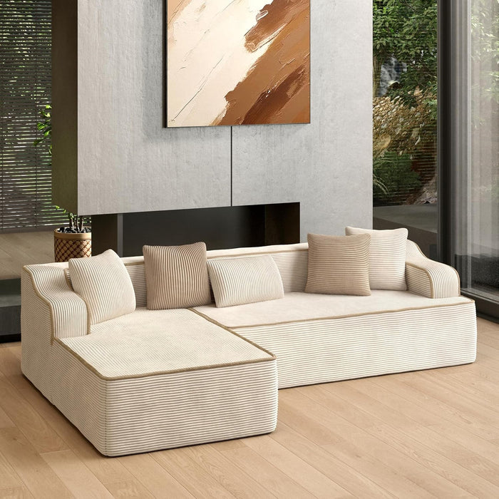 L Shaped Modern Sofa with Chaise and Pillows - ShipItFurniture