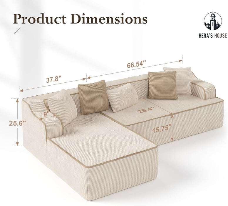 L Shaped Modern Sofa with Chaise and Pillows - ShipItFurniture