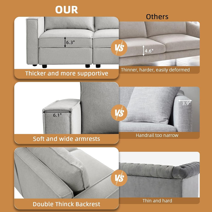 L Shaped Modular Sectional Sofa with Storage Ottoman - ShipItFurniture