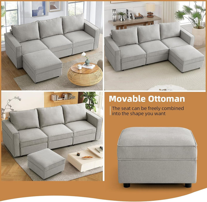 L Shaped Modular Sectional Sofa with Storage Ottoman - ShipItFurniture