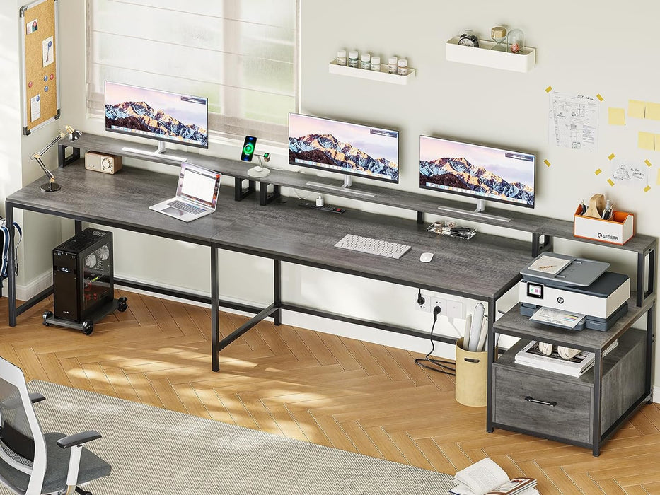 L Shaped Office Desk With Storage Power Outlet Features - ShipItFurniture