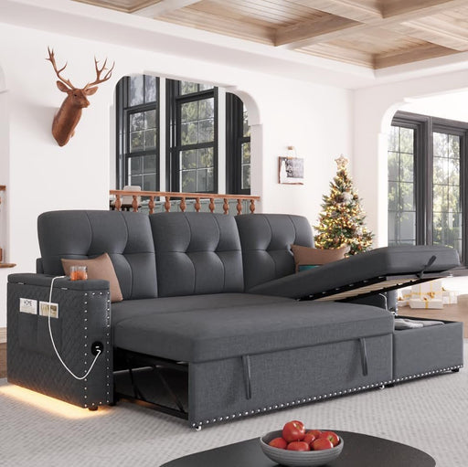 L Shaped Sleeper Sofa Bed with Storage and USB Port - ShipItFurniture