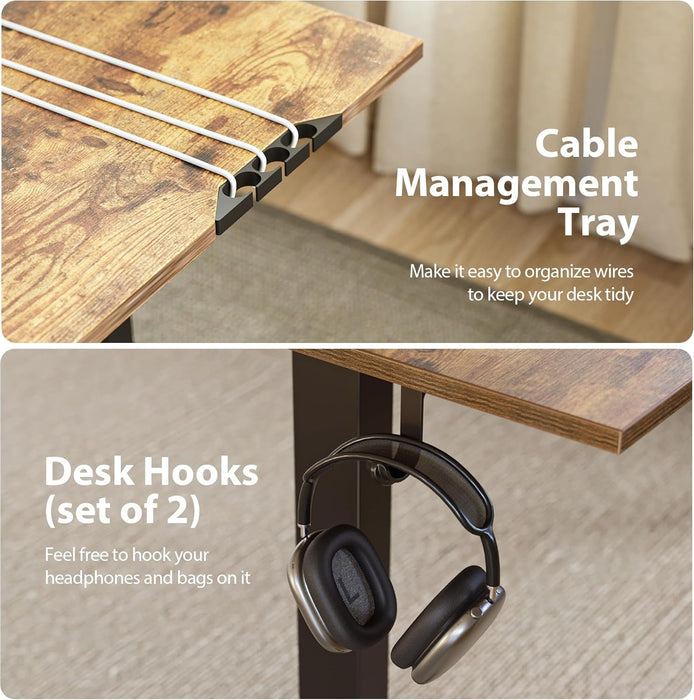 L - Shaped Standing Desk Adjustable Height, Electric Corner Standing Desk, Sit Stand up Desk, 75X61 Inch Sit Stand Computer Table, Rustic Brown - ShipItFurniture