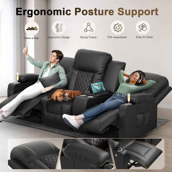 Large 3 Seat Recliner Sofa with USB Ports - ShipItFurniture