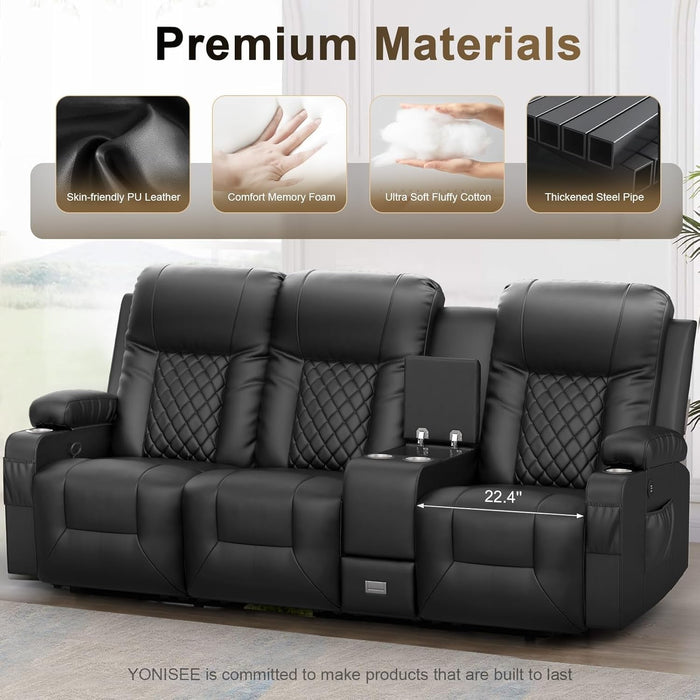 Large 3 Seat Recliner Sofa with USB Ports - ShipItFurniture