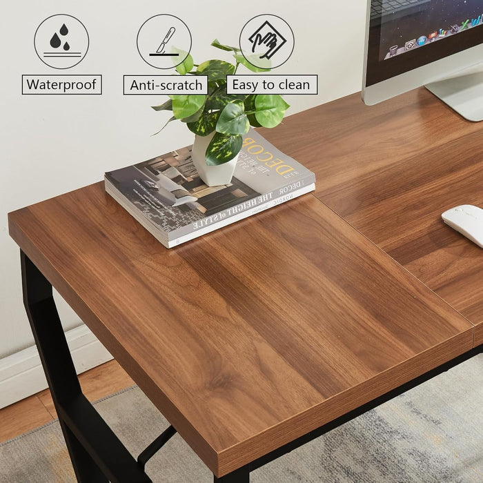 Large 63 Inch Rustic Executive Desk for Home Office - ShipItFurniture