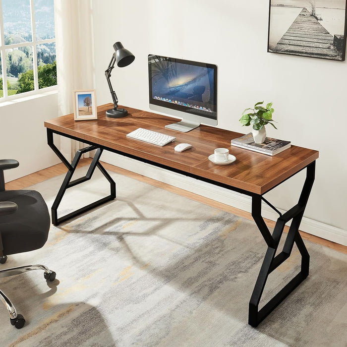 Large 63 Inch Rustic Executive Desk for Home Office - ShipItFurniture