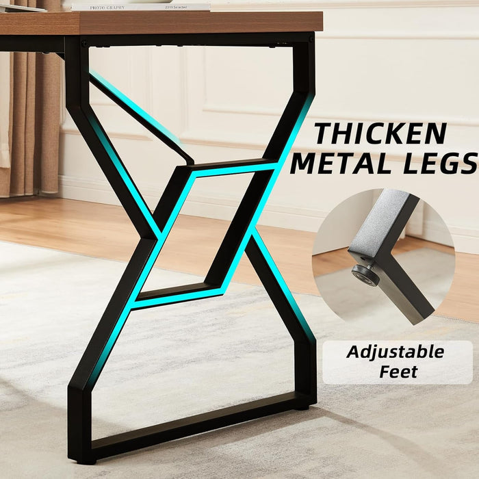 Large 63 Inch Rustic Executive Desk for Home Office - ShipItFurniture