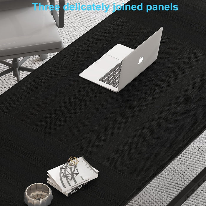 Large Black Desk for Two Monitors and Workstations - ShipItFurniture