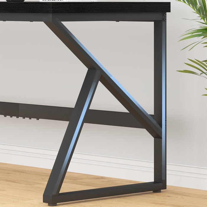 Large Black Desk for Two Monitors and Workstations - ShipItFurniture
