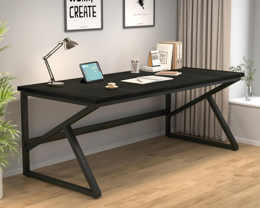 Large Black Desk for Two Monitors and Workstations - ShipItFurniture