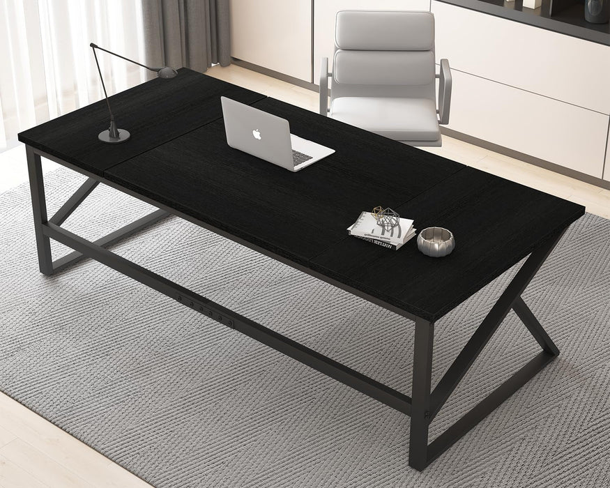 Large Black Desk for Two Monitors and Workstations - ShipItFurniture