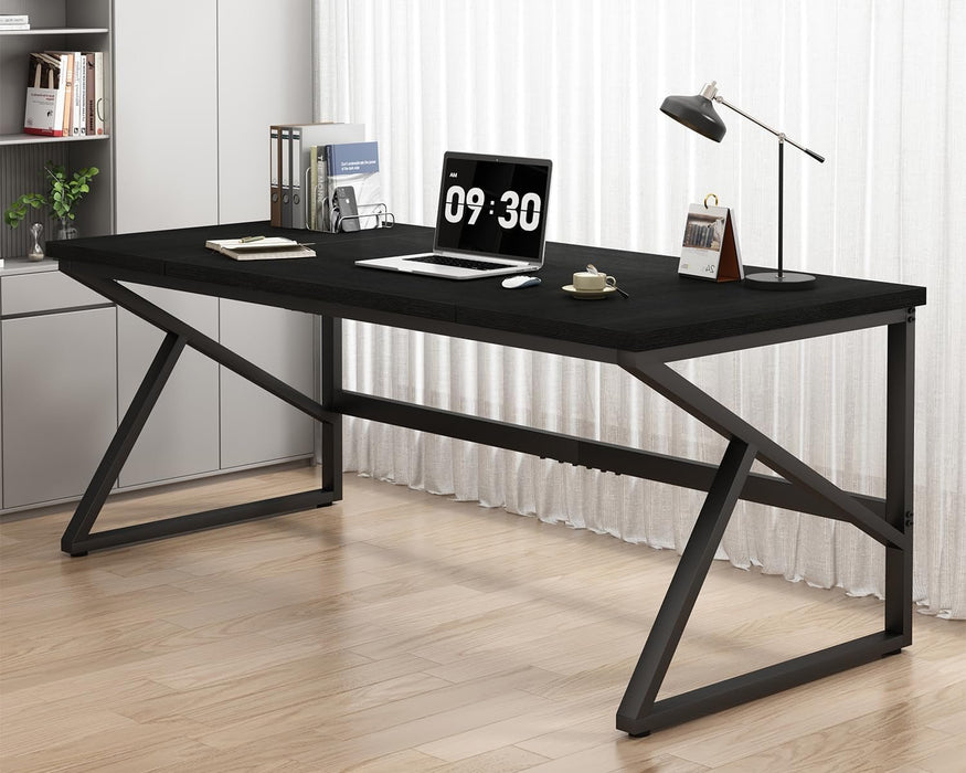 Large Black Desk for Two Monitors and Workstations - ShipItFurniture