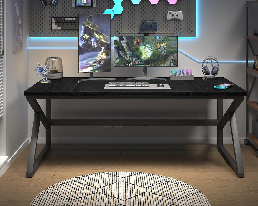 Large Black Desk for Two Monitors and Workstations - ShipItFurniture