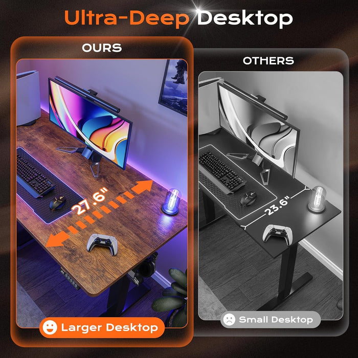 Large Electric Standing Desk Adjustable Height with Hooks - ShipItFurniture