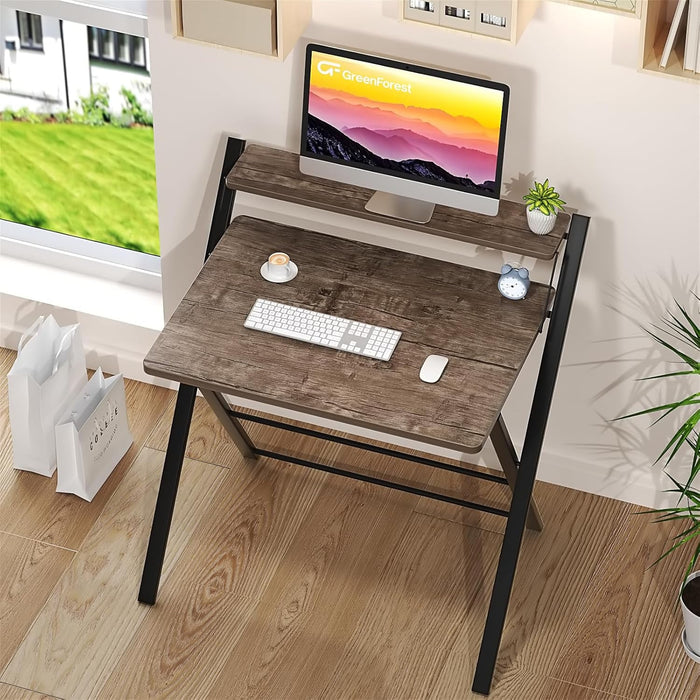 Large Foldable Computer Desk With Shelf For Space Saving - ShipItFurniture
