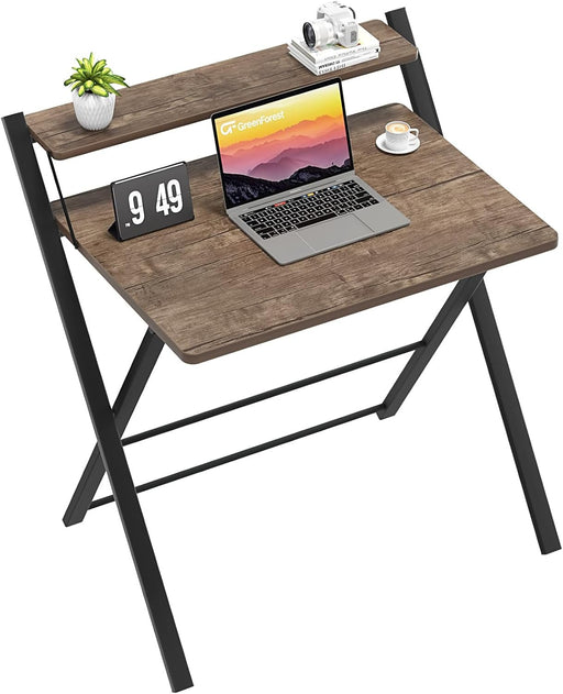 Large Foldable Computer Desk With Shelf For Space Saving - ShipItFurniture