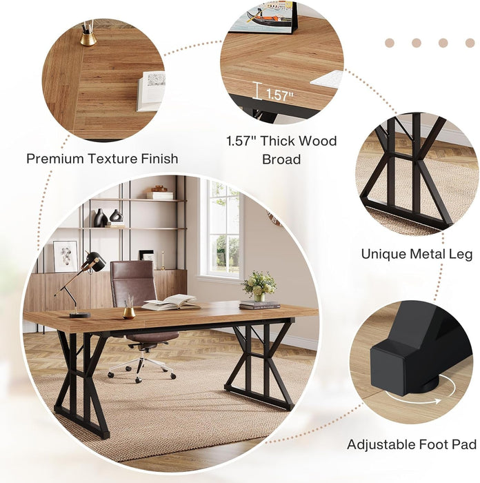 Large Industrial Executive Desk for Home Office Use - ShipItFurniture