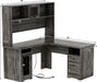 Large L Shaped Desk with Drawers and LED Lights - ShipItFurniture