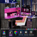 Large L Shaped Desk with Drawers and LED Lights - ShipItFurniture