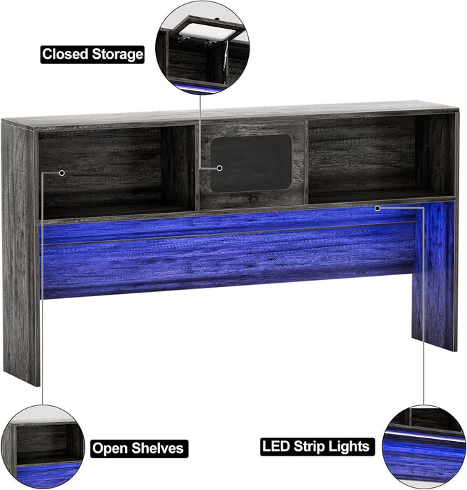 Large L Shaped Desk with Drawers and LED Lights - ShipItFurniture