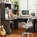 Large L Shaped Desk with Drawers and LED Lights - ShipItFurniture