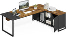Large L Shaped Executive Desk and File Cabinet Combo - ShipItFurniture
