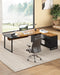 Large L Shaped Executive Desk and File Cabinet Combo - ShipItFurniture