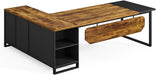 Large L Shaped Executive Desk and File Cabinet Combo - ShipItFurniture