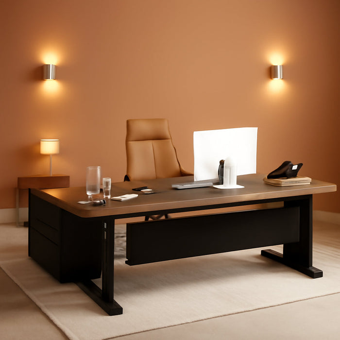 Large L Shaped Executive Desk with File Storage - ShipItFurniture